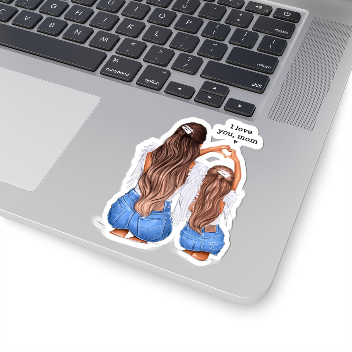 Heartfelt Mom & Daughter Kiss-Cut Stickers - 'I Love You, Mom'
