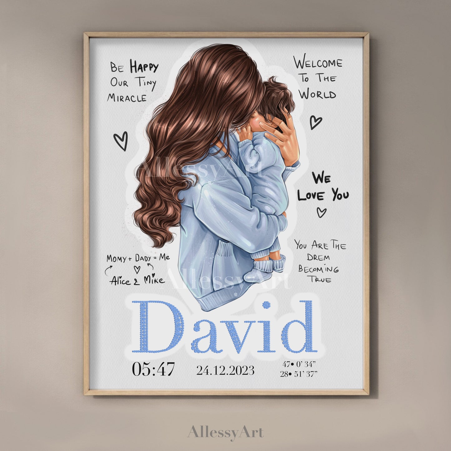Semi-Custom Poster - You Are My Dream Come True - Mom Life Personalized Prints