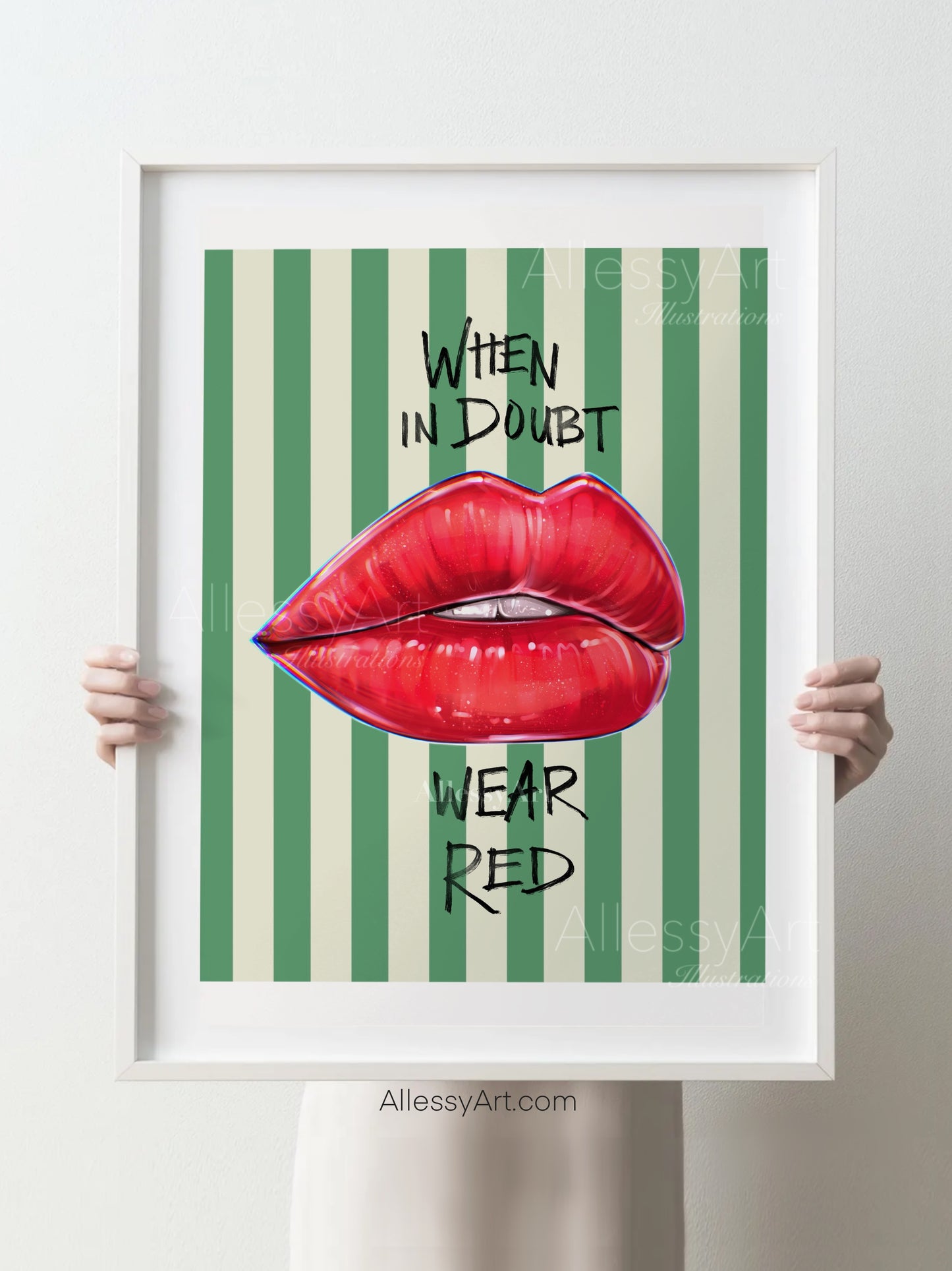 When in Doubt Wear Red Poster — Matte Vertical Lip Art Wall Print