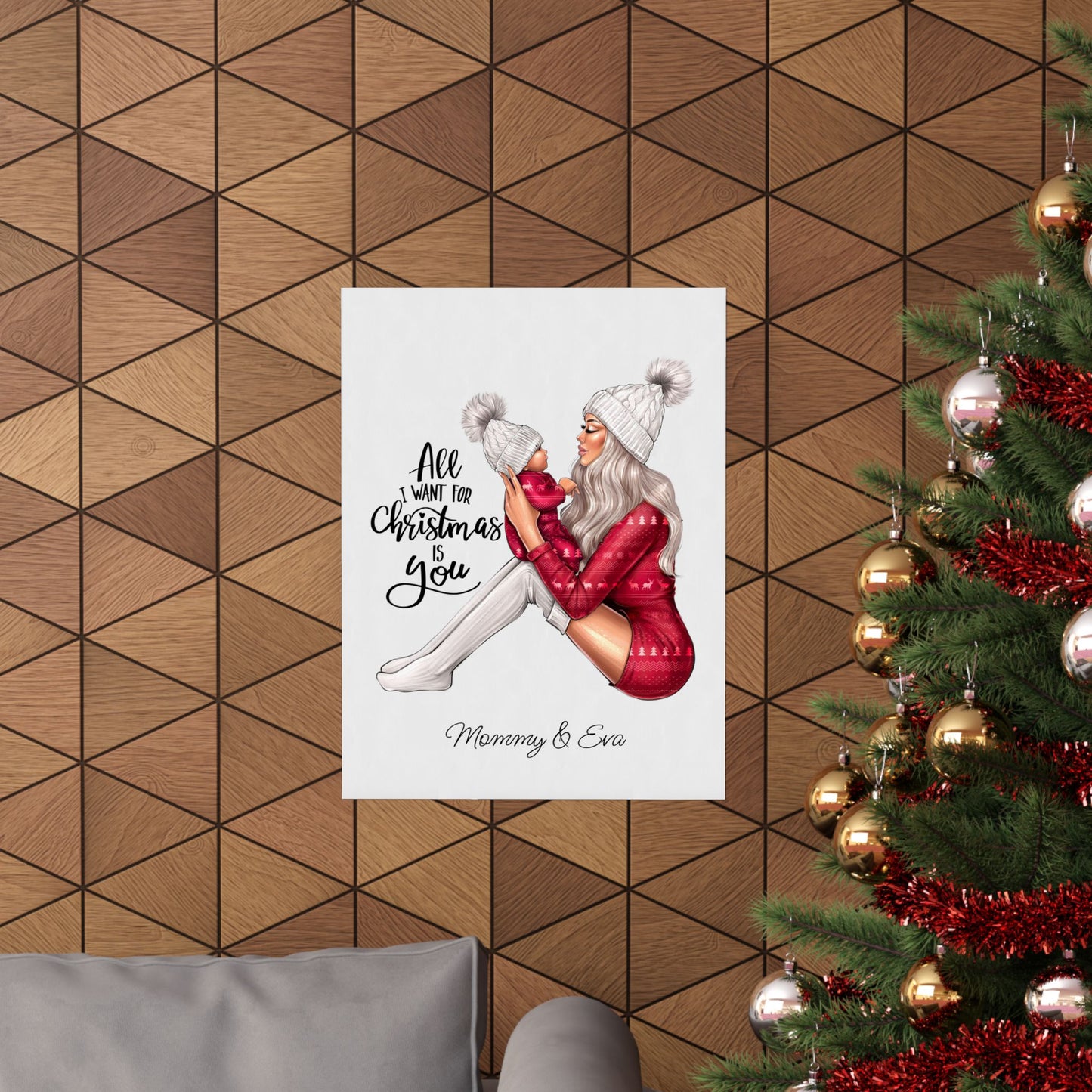 Semi-Custom Poster - All I Want For Christmas Is You - Mom Life Personalized Prints - Christmas & New Year Gifts