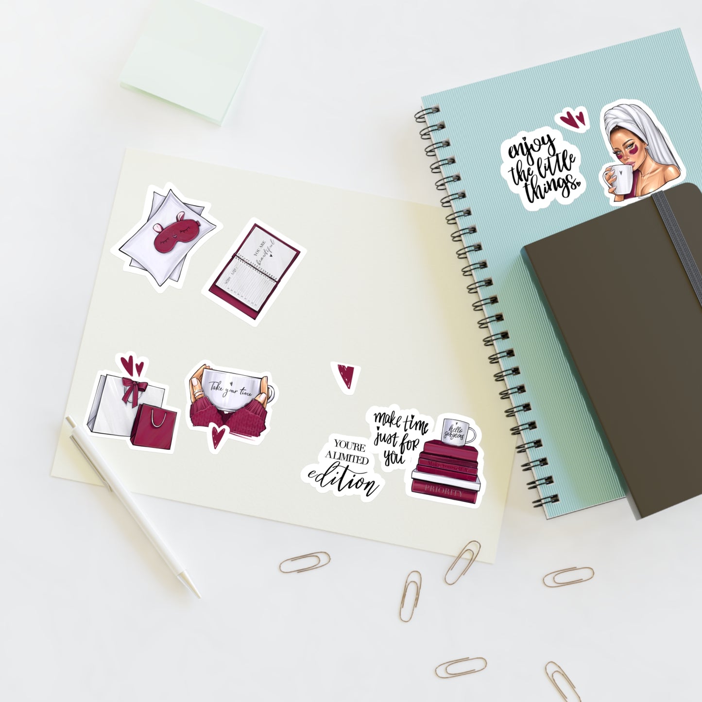 Sticker Sheets - Self-care, self-LOVE, self-Time stickers by AllessyArt