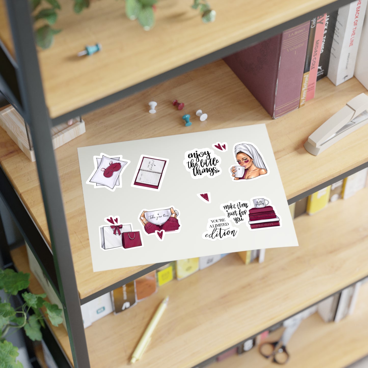 Sticker Sheets - Self-care, self-LOVE, self-Time stickers by AllessyArt