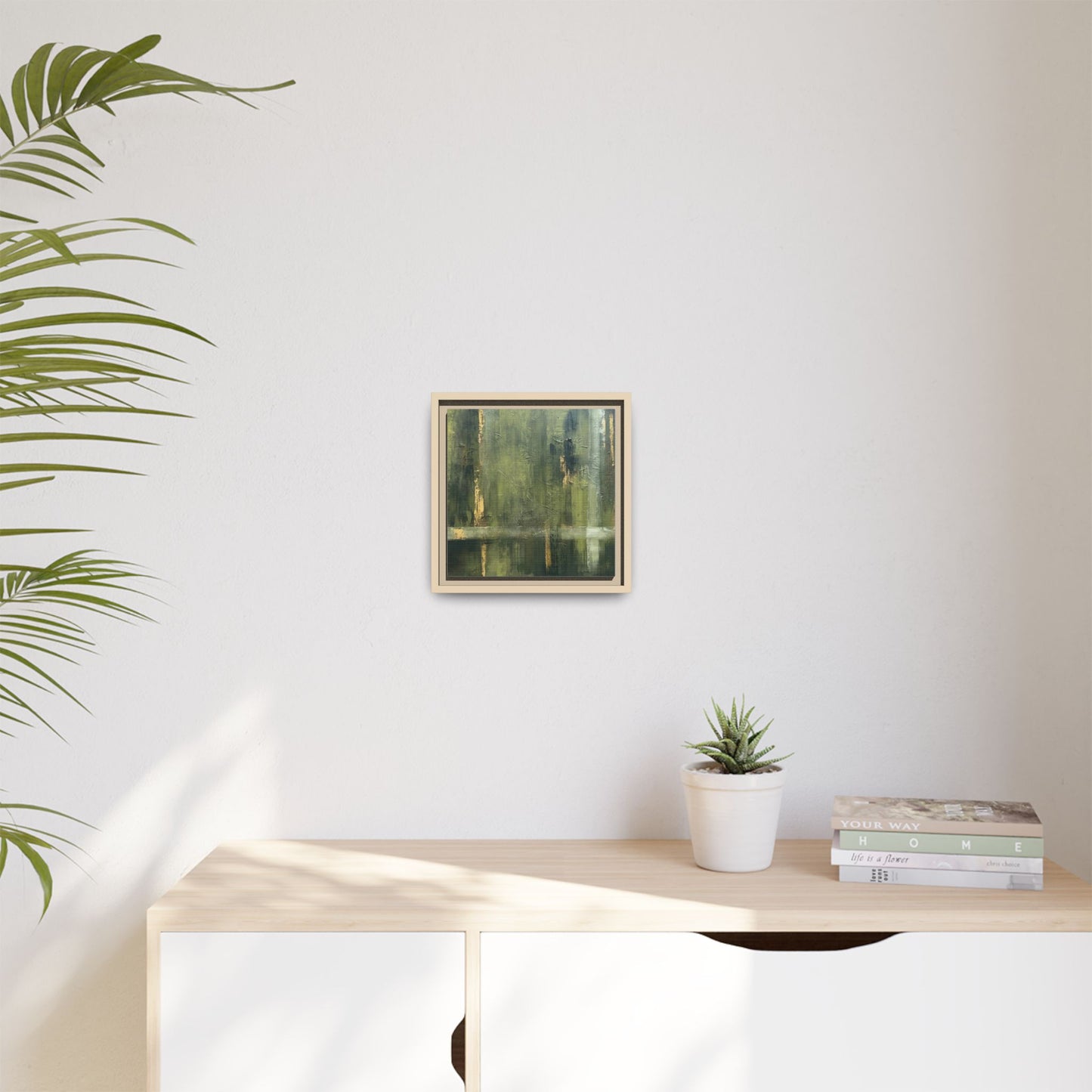 Abstract “Olive Green” Matte Canvas Framed Wall Art by AllessyArt