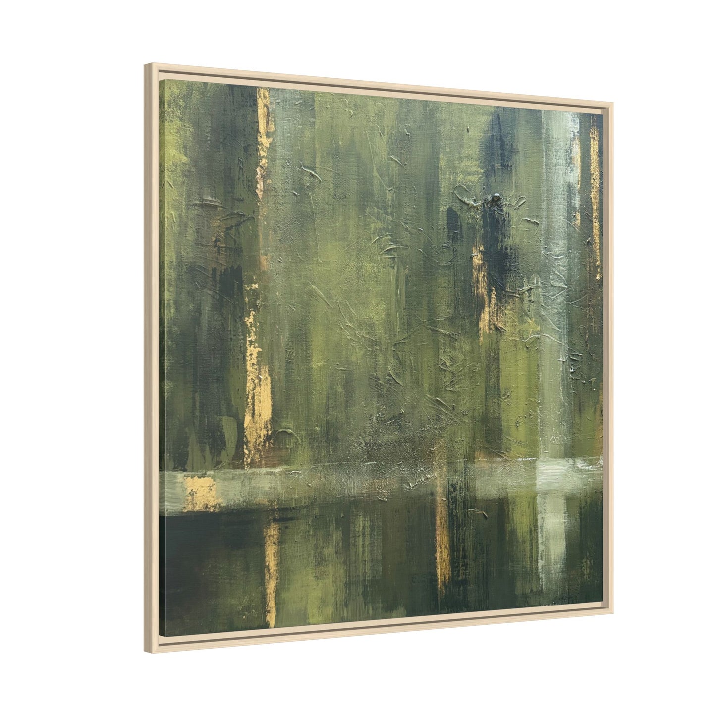 Abstract “Olive Green” Matte Canvas Framed Wall Art by AllessyArt