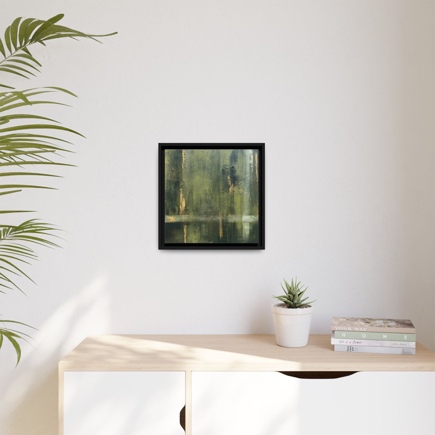 Abstract “Olive Green” Matte Canvas Framed Wall Art by AllessyArt