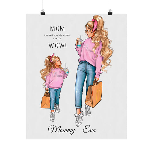 MOM Turned Upside Down Spells WOW - Pink - Mom Life