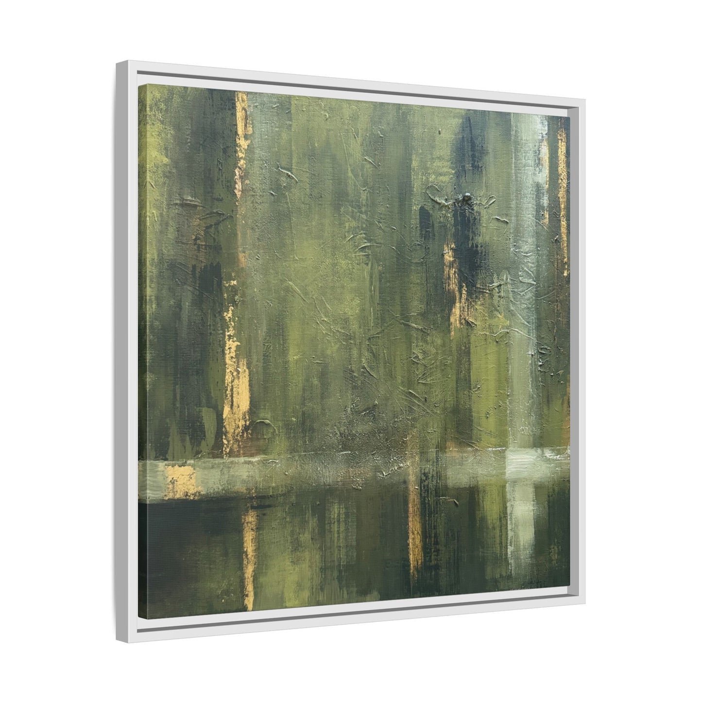 Abstract “Olive Green” Matte Canvas Framed Wall Art by AllessyArt