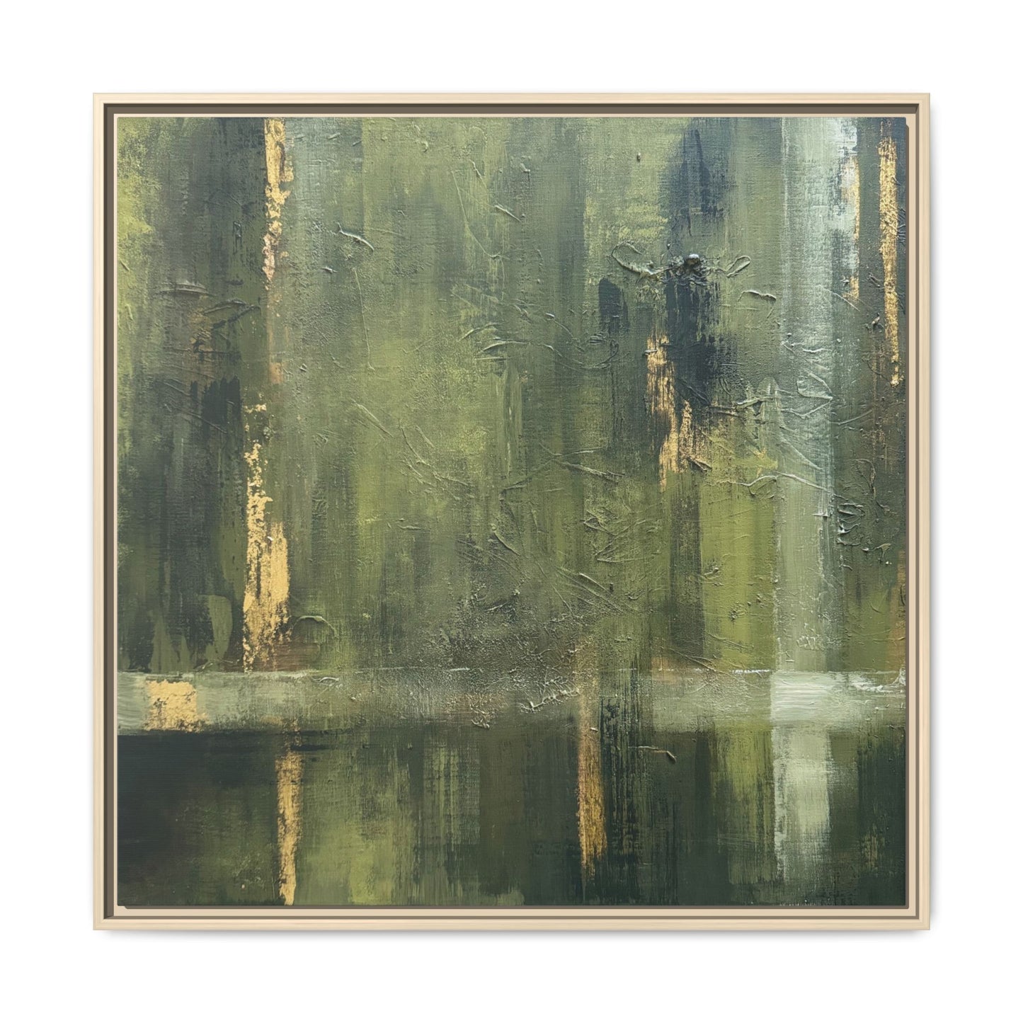 Abstract “Olive Green” Matte Canvas Framed Wall Art by AllessyArt