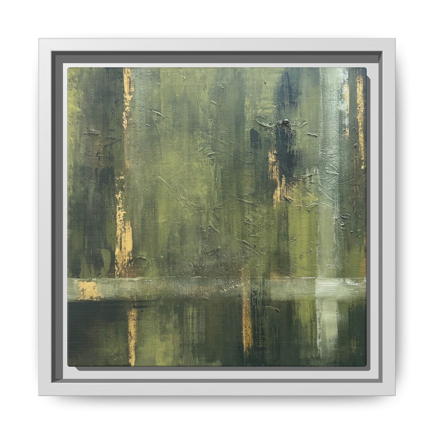 Abstract “Olive Green” Matte Canvas Framed Wall Art by AllessyArt