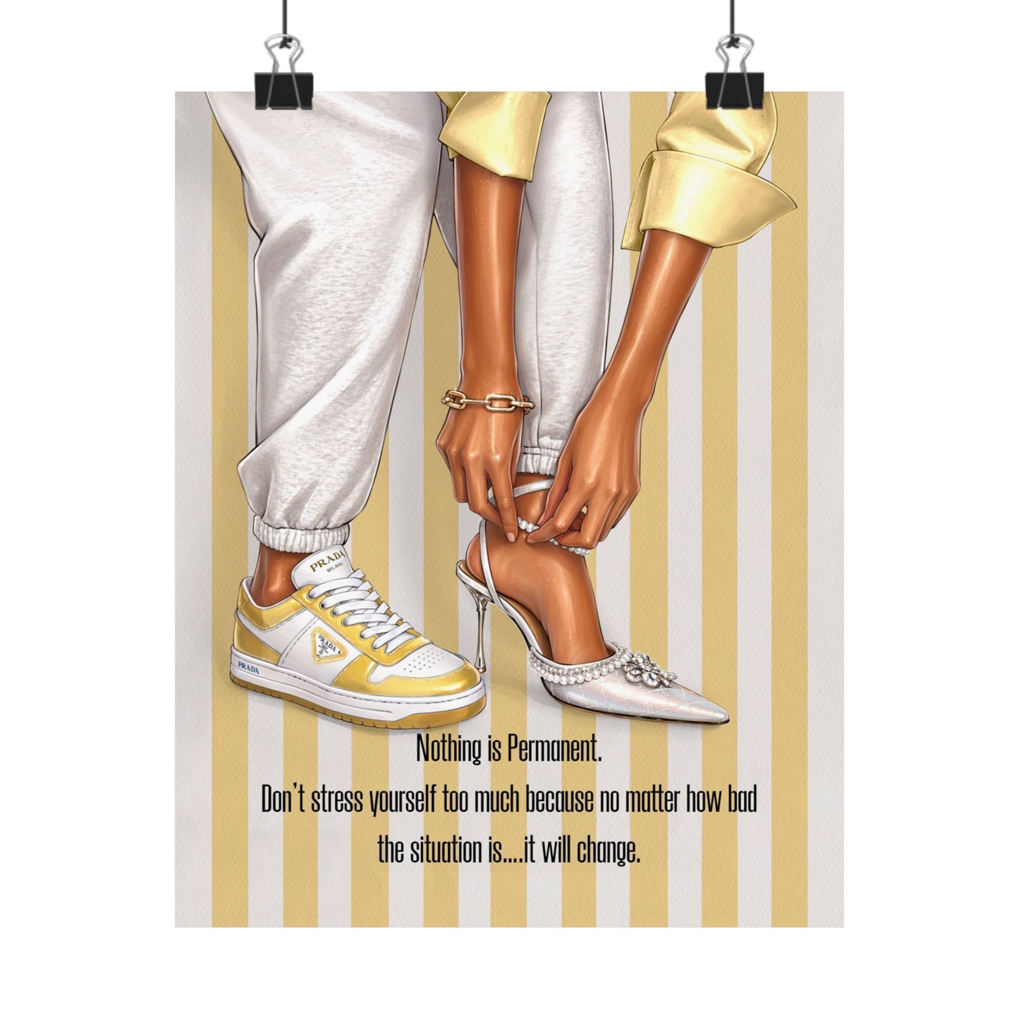 Motivational Fashion Poster — "Nothing Is Permanent" Matte Vertical Art