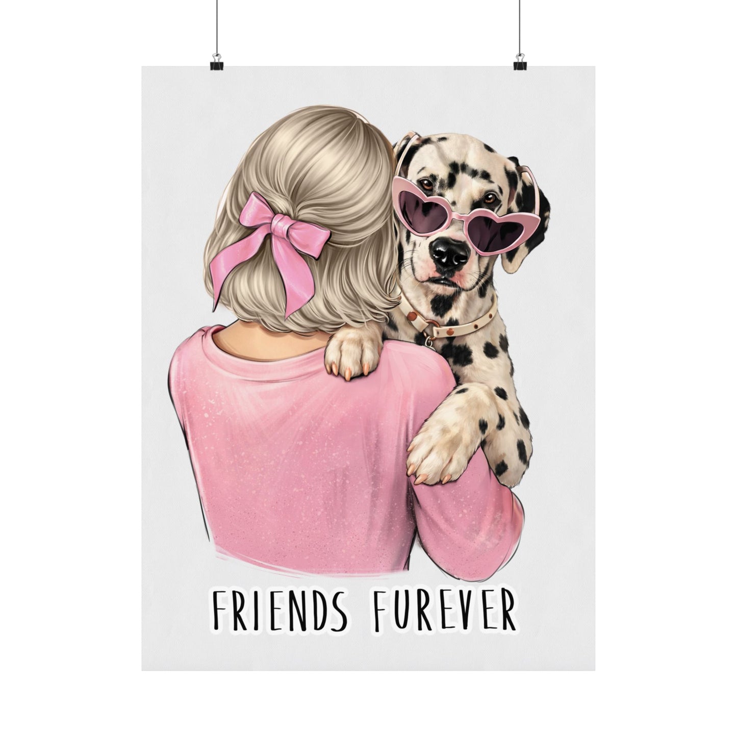 Friends Furever Pink Poster Custom Pet Art - Woman Poster Wall Art - Dog Mom