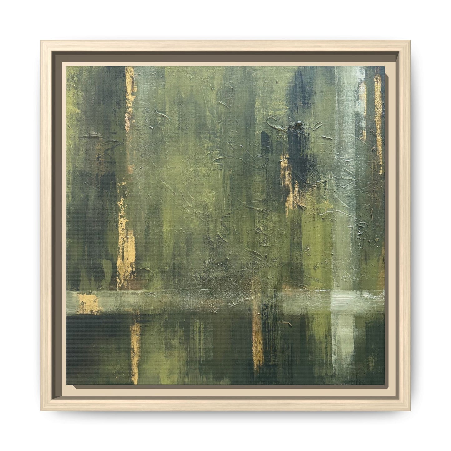 Abstract “Olive Green” Matte Canvas Framed Wall Art by AllessyArt