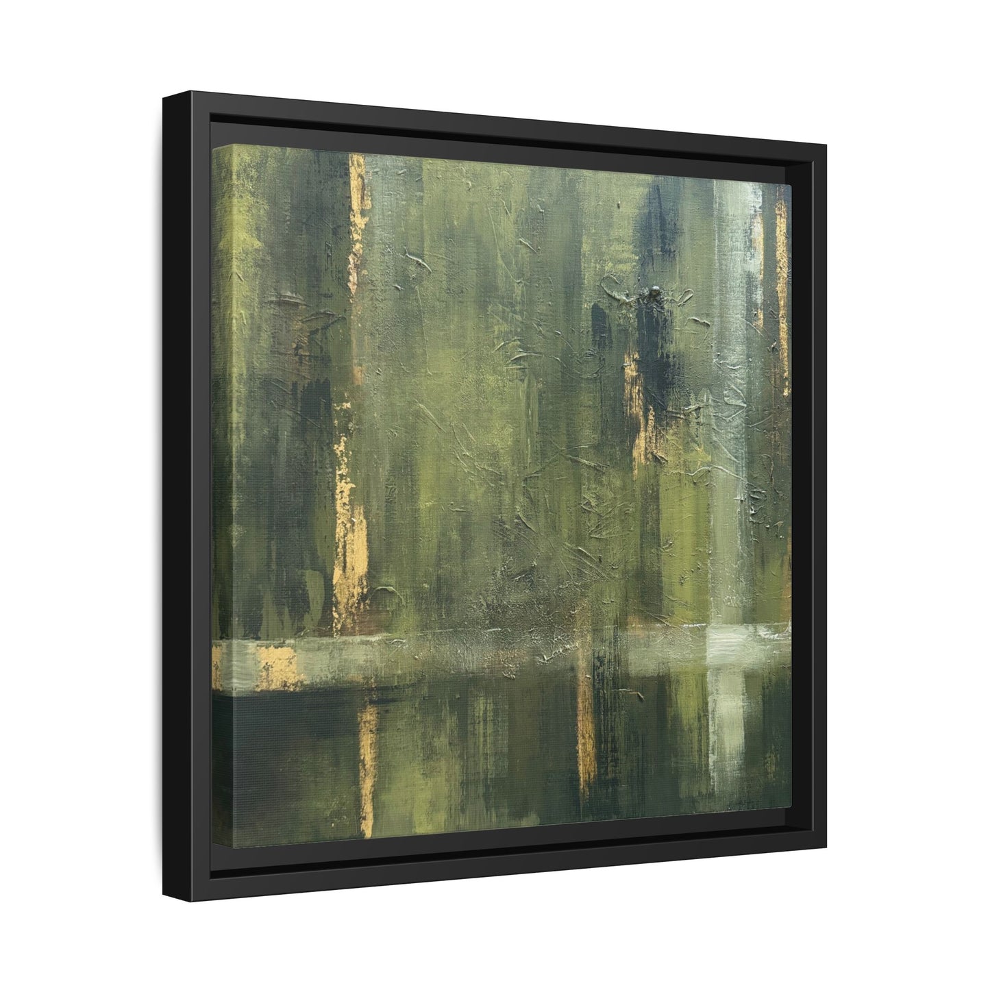 Abstract “Olive Green” Matte Canvas Framed Wall Art by AllessyArt