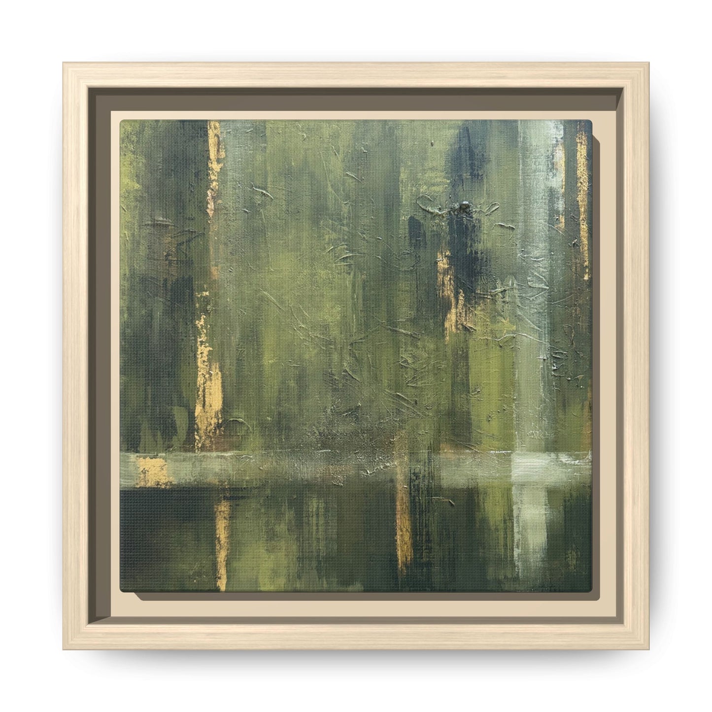 Abstract “Olive Green” Matte Canvas Framed Wall Art by AllessyArt