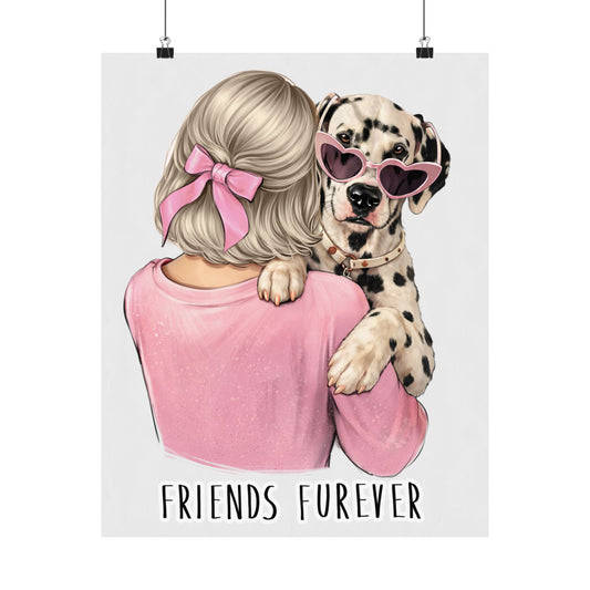 Friends Furever Pink Poster Custom Pet Art - Woman Poster Wall Art - Dog Mom