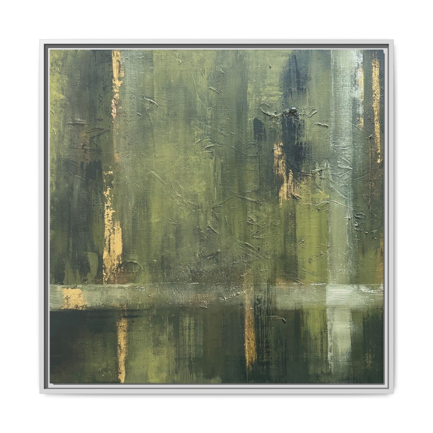Abstract “Olive Green” Matte Canvas Framed Wall Art by AllessyArt