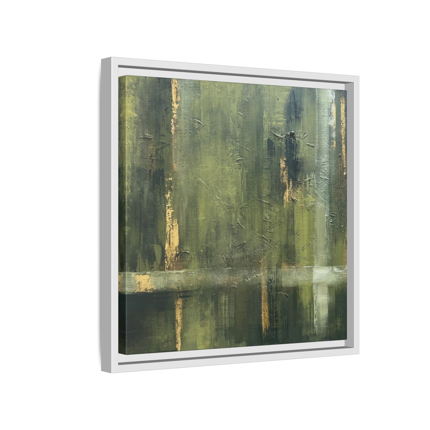 Abstract “Olive Green” Matte Canvas Framed Wall Art by AllessyArt