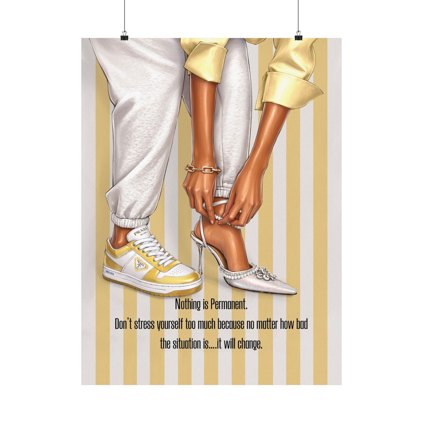 Motivational Fashion Poster — "Nothing Is Permanent" Matte Vertical Art