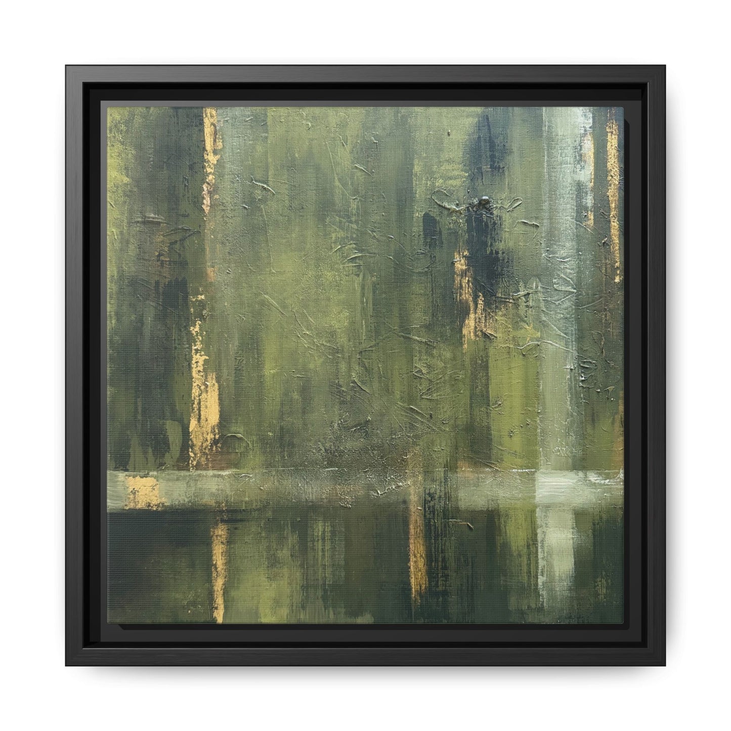 Abstract “Olive Green” Matte Canvas Framed Wall Art by AllessyArt