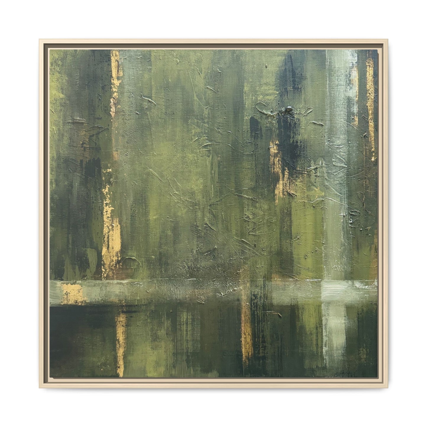 Abstract “Olive Green” Matte Canvas Framed Wall Art by AllessyArt