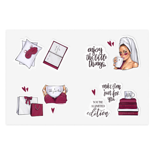 Sticker Sheets - Self-care, self-LOVE, self-Time stickers by AllessyArt