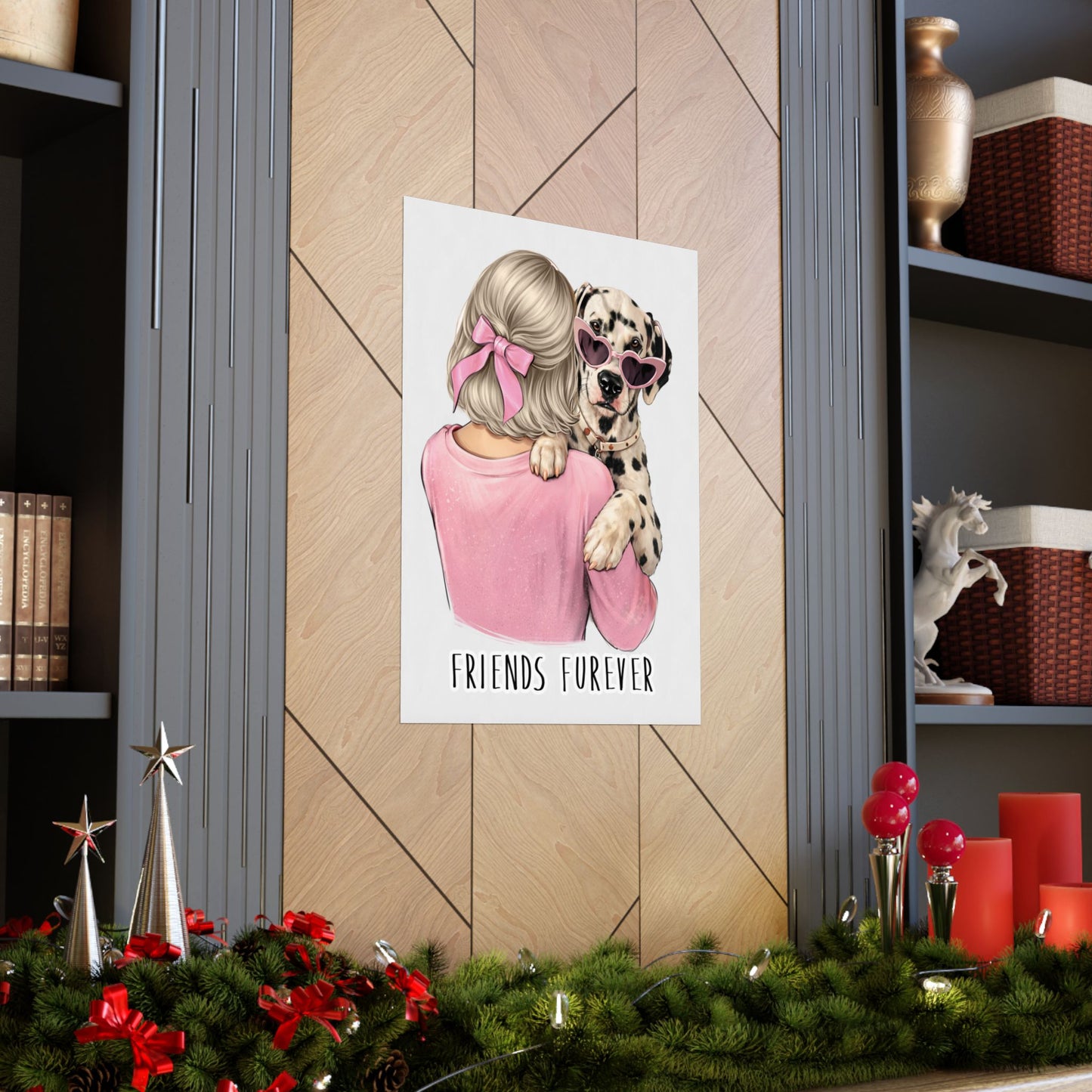 Friends Furever Pink Poster Custom Pet Art - Woman Poster Wall Art - Dog Mom