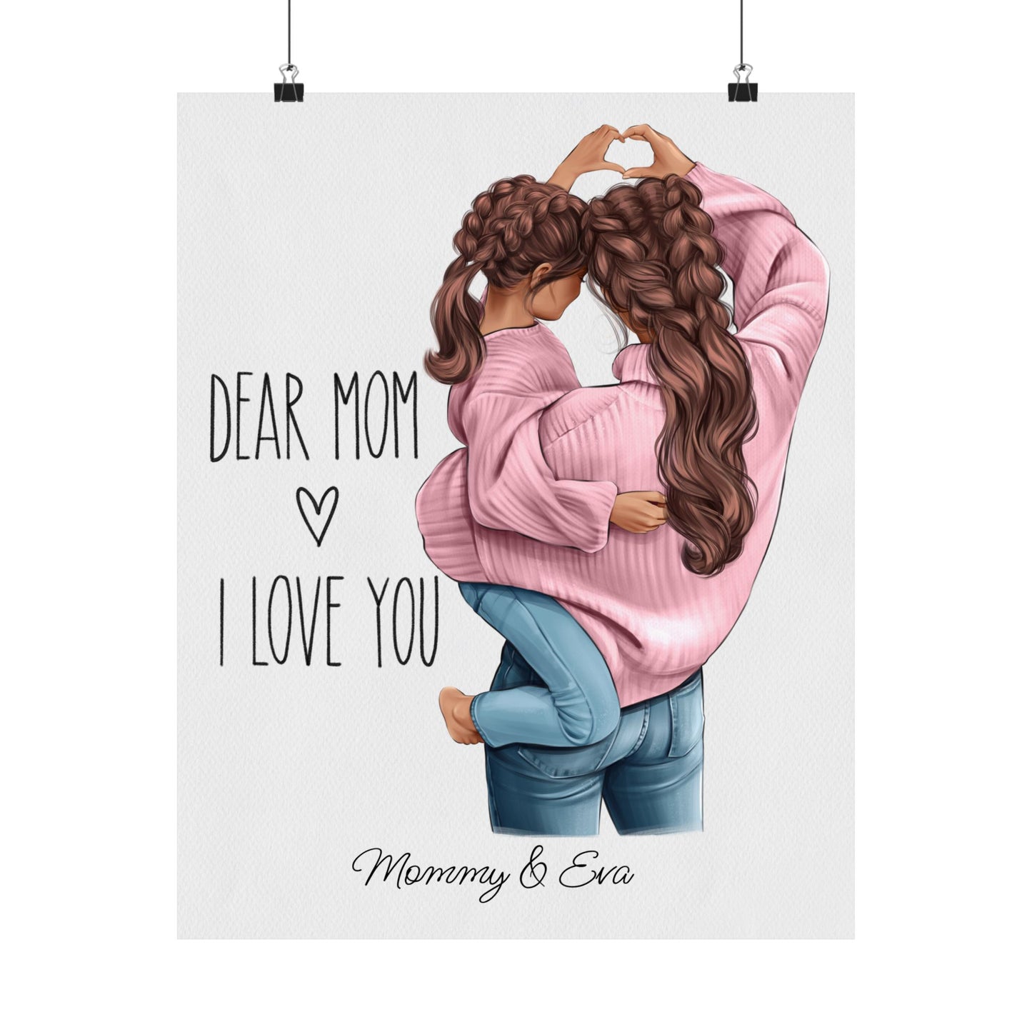 Dear Mom - I Love You - Pink - Personalized Poster - I Love You Mom - Mom Life Prints. Semi-Custom Personalized Wall Art