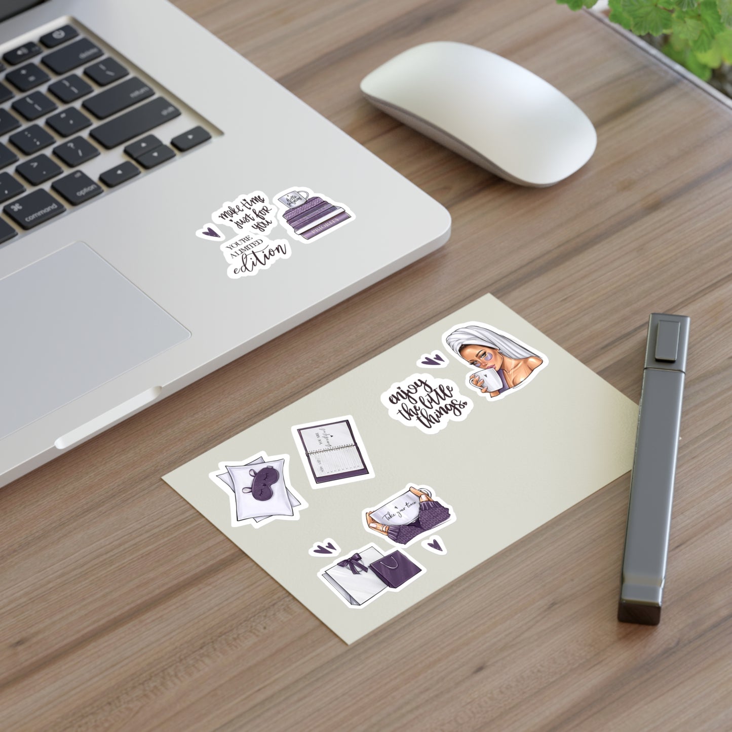 Purple Sticker Sheets - Self-care, self-LOVE, self-Time stickers by AllessyArt