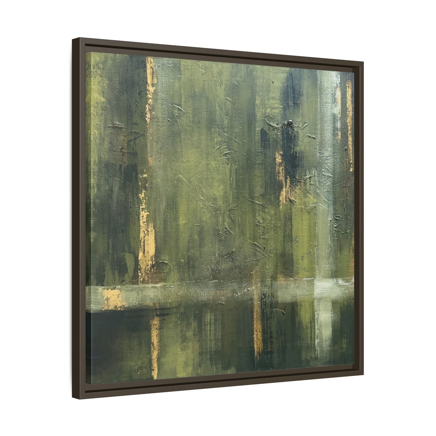 Abstract “Olive Green” Matte Canvas Framed Wall Art by AllessyArt