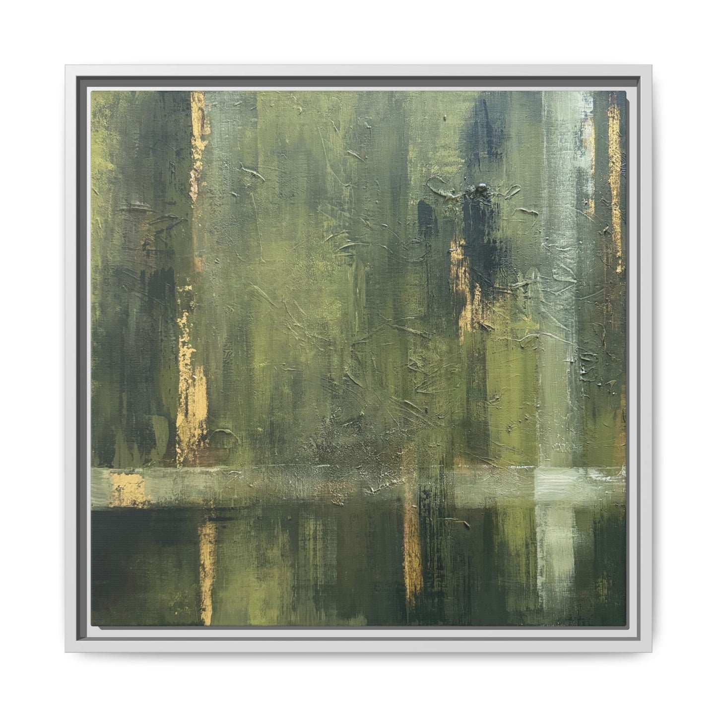 Abstract “Olive Green” Matte Canvas Framed Wall Art by AllessyArt