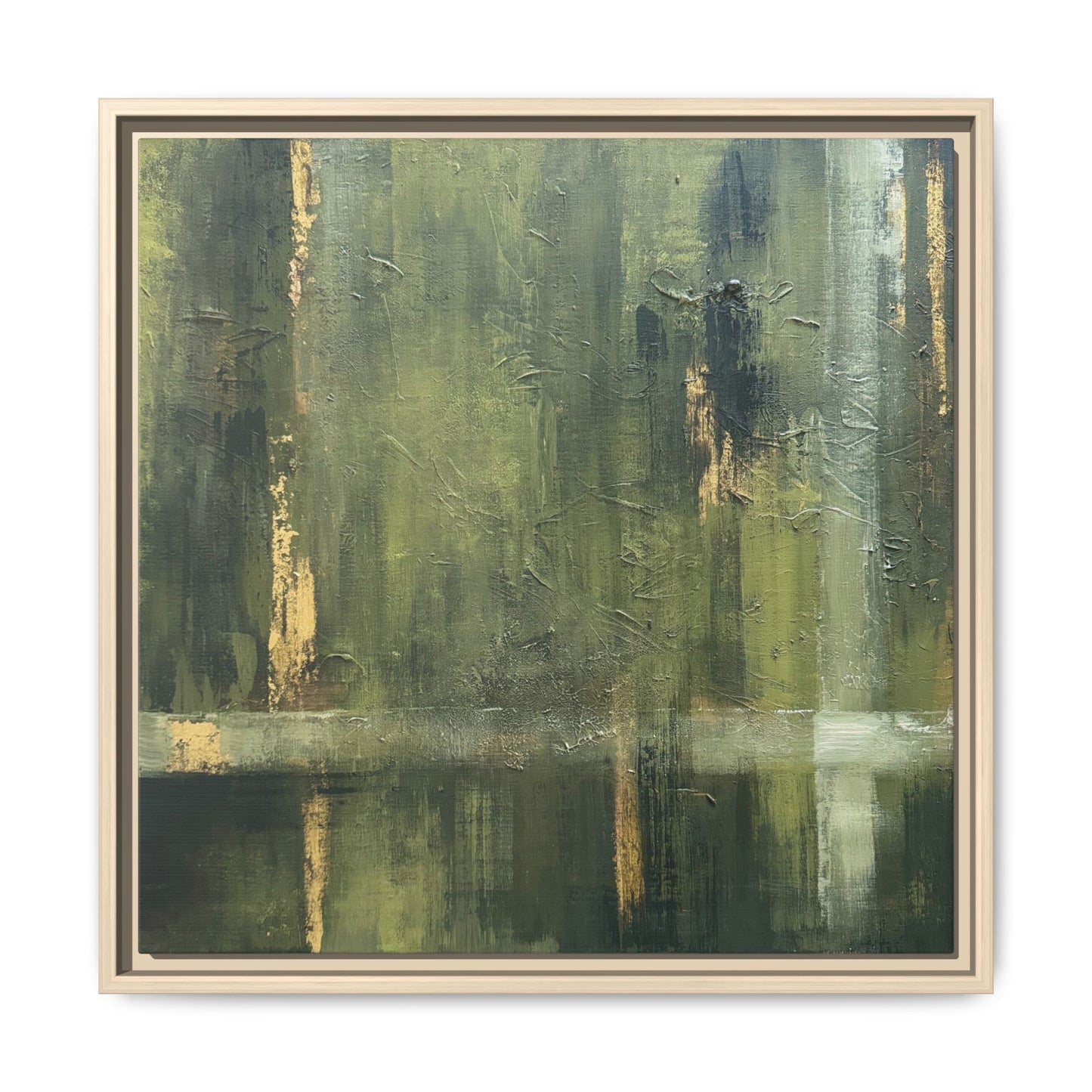 Abstract “Olive Green” Matte Canvas Framed Wall Art by AllessyArt