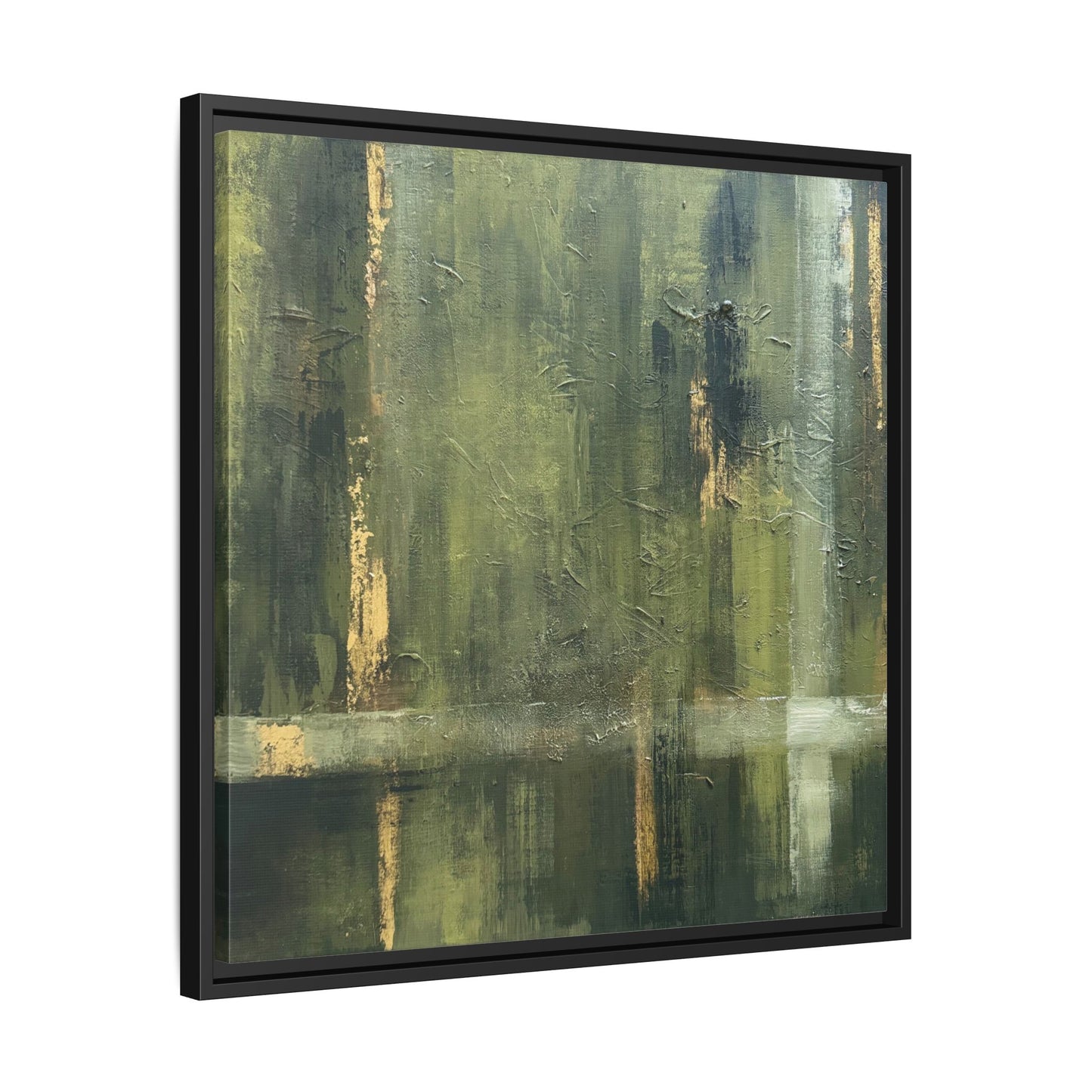 Abstract “Olive Green” Matte Canvas Framed Wall Art by AllessyArt