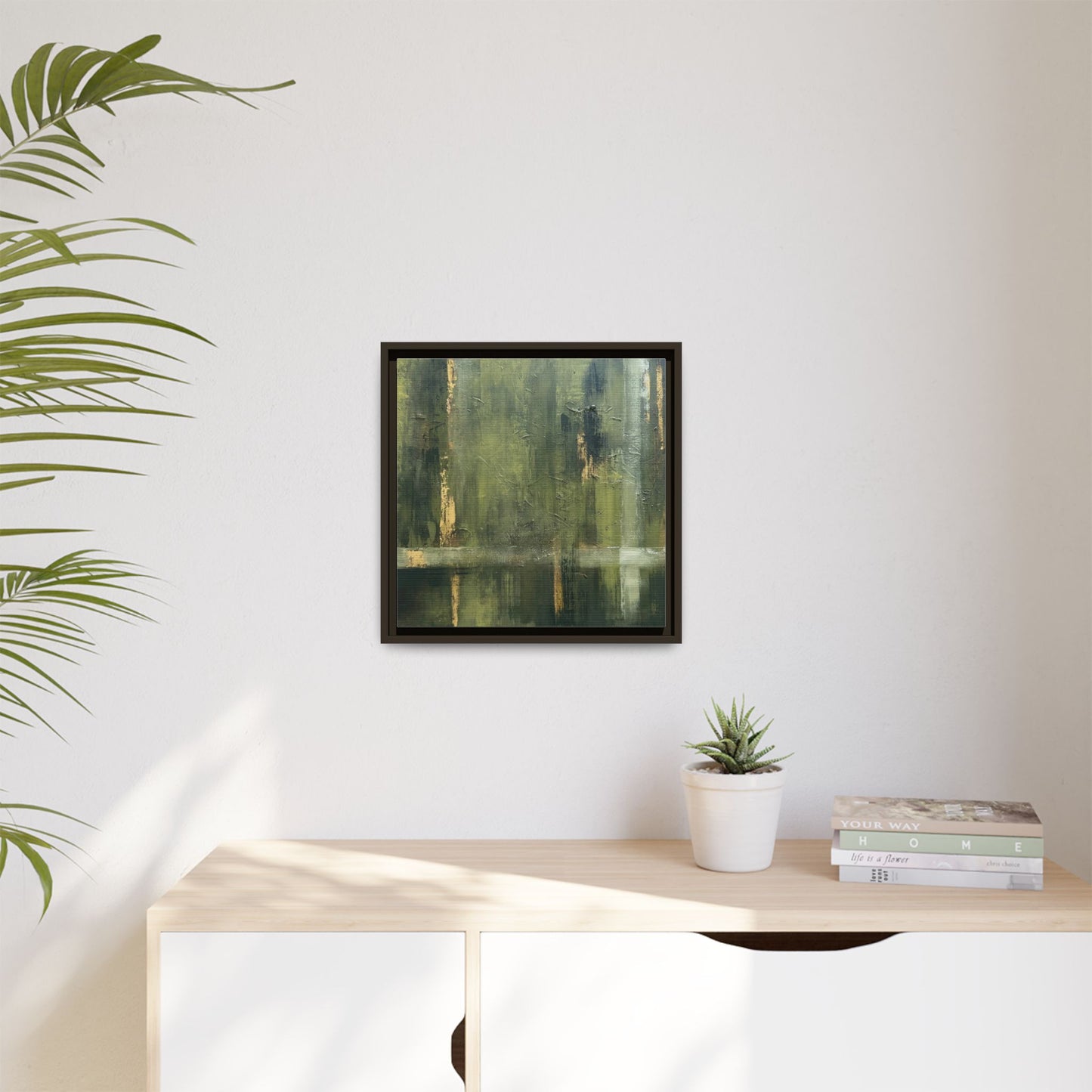 Abstract “Olive Green” Matte Canvas Framed Wall Art by AllessyArt