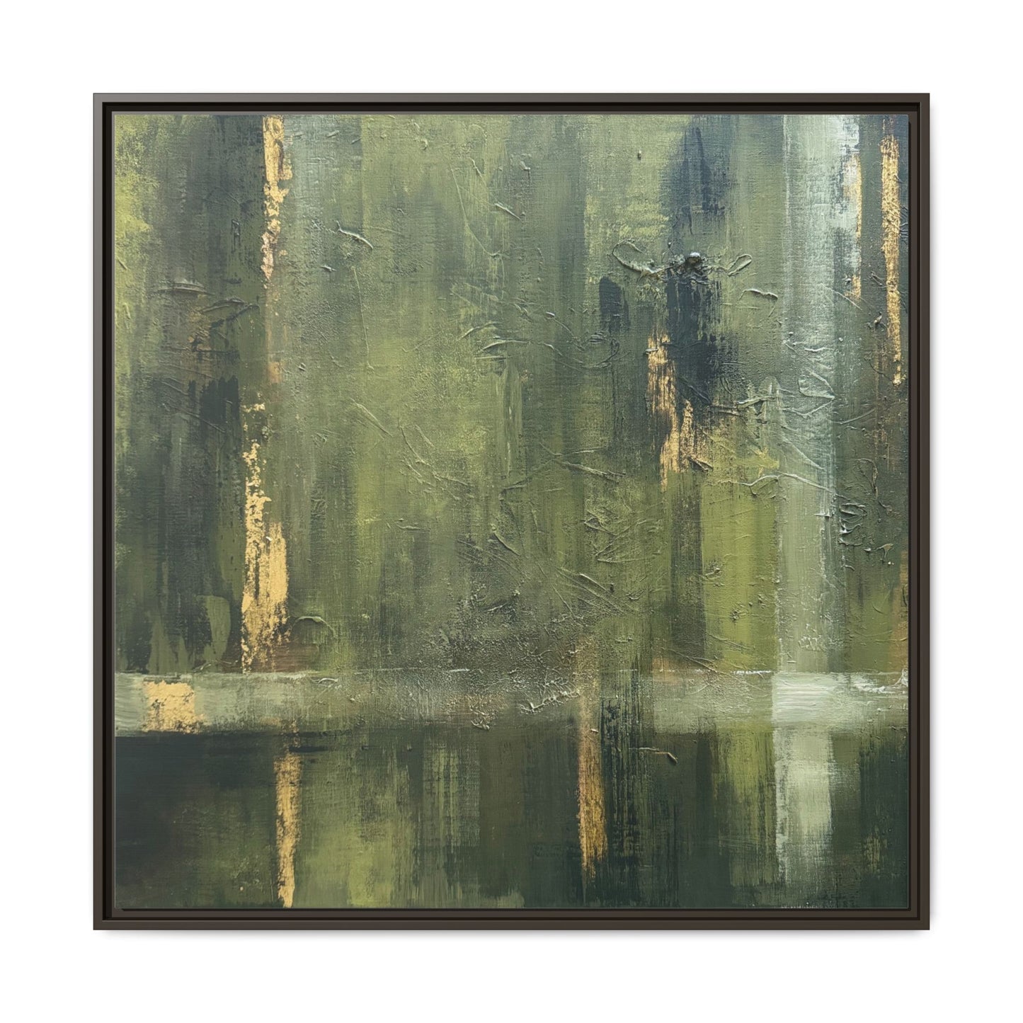 Abstract “Olive Green” Matte Canvas Framed Wall Art by AllessyArt