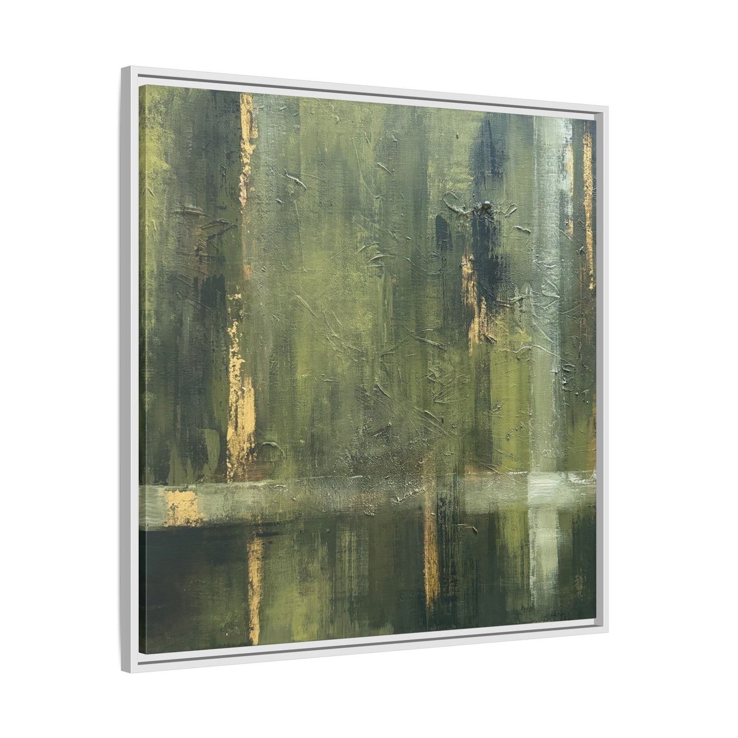 Abstract “Olive Green” Matte Canvas Framed Wall Art by AllessyArt