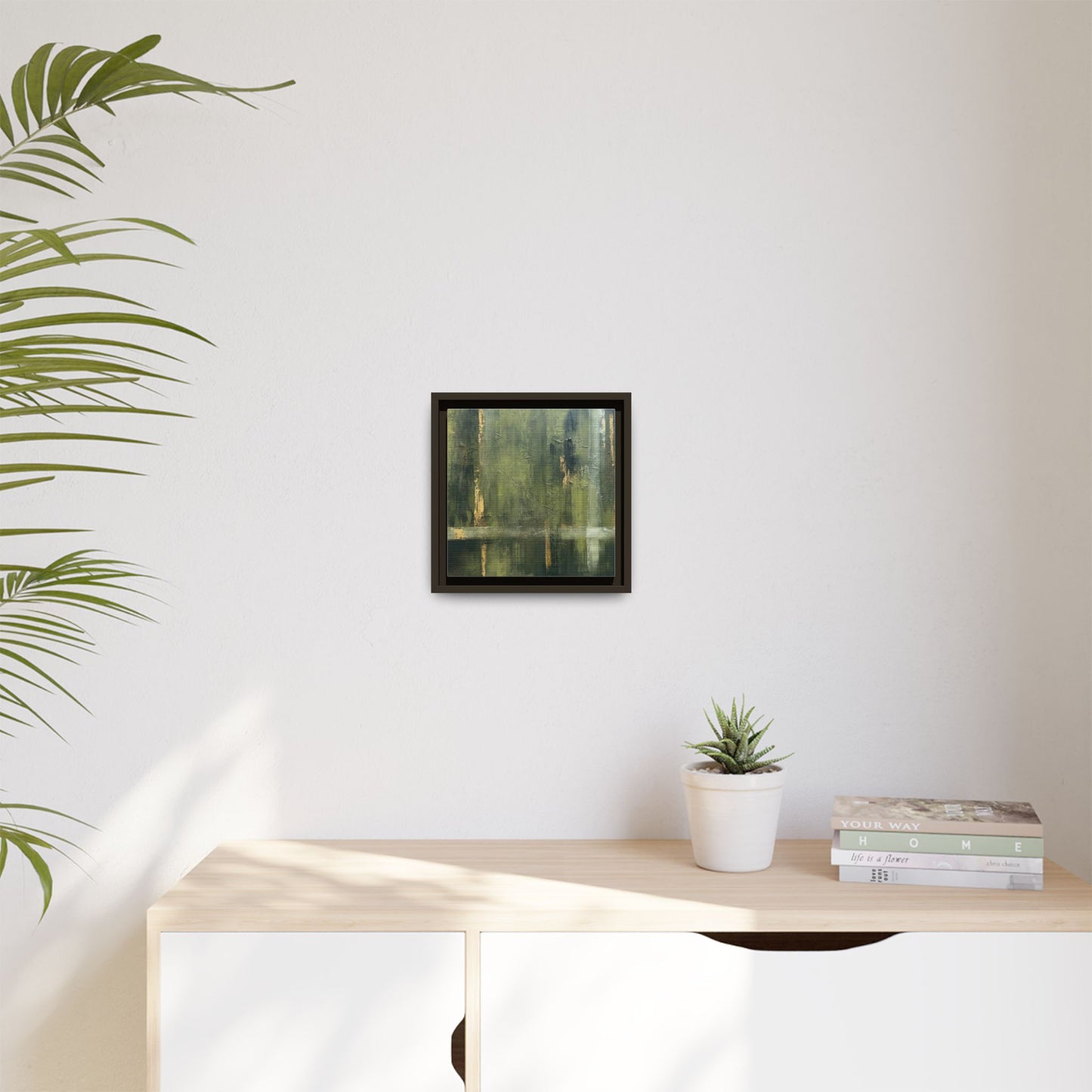 Abstract “Olive Green” Matte Canvas Framed Wall Art by AllessyArt