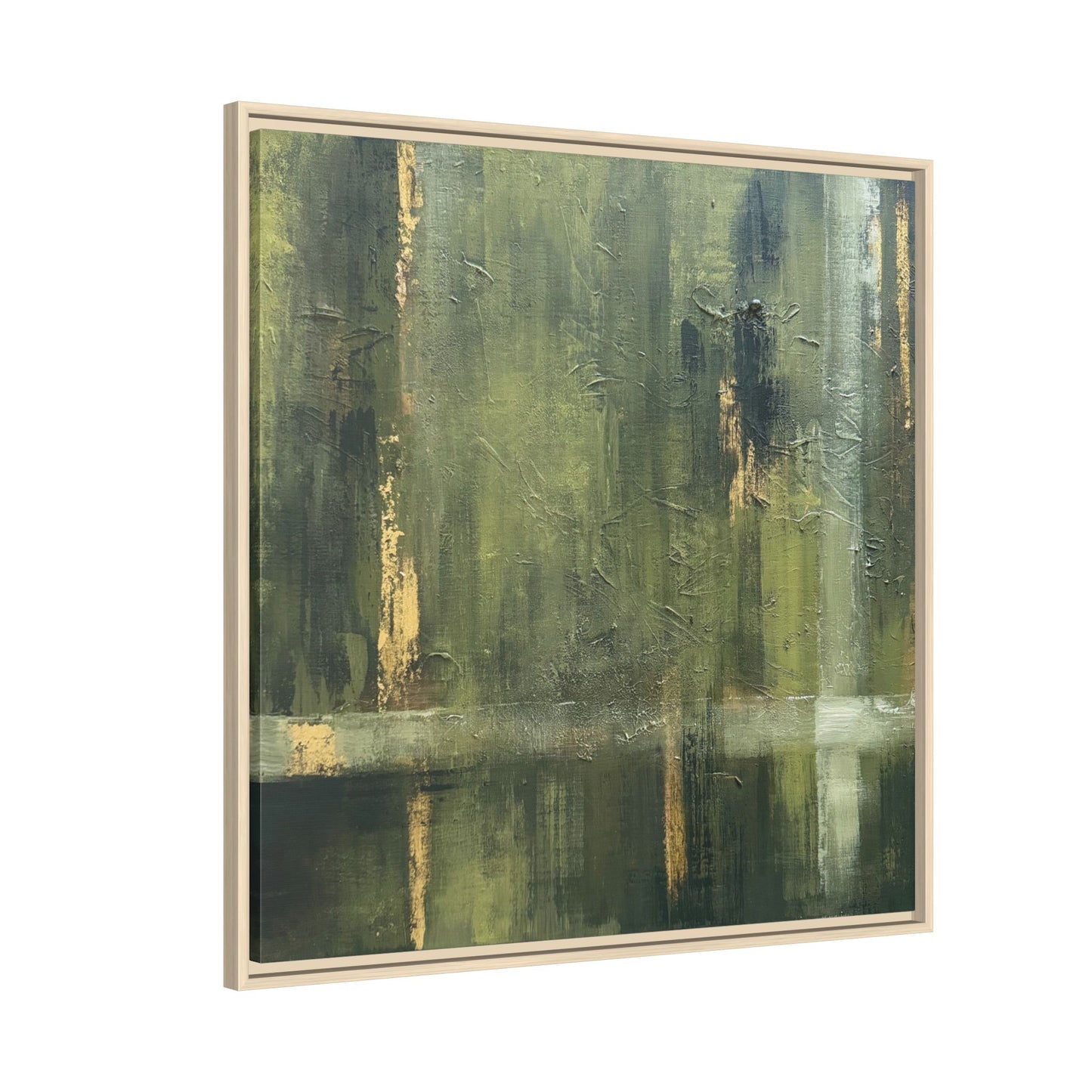 Abstract “Olive Green” Matte Canvas Framed Wall Art by AllessyArt