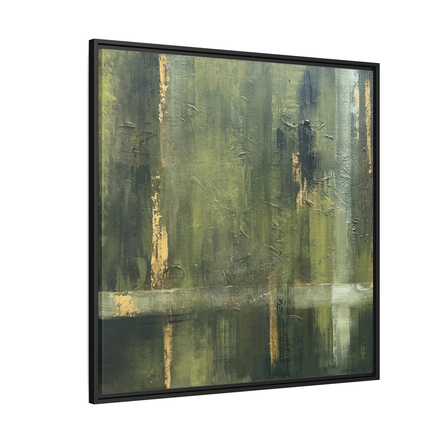 Abstract “Olive Green” Matte Canvas Framed Wall Art by AllessyArt