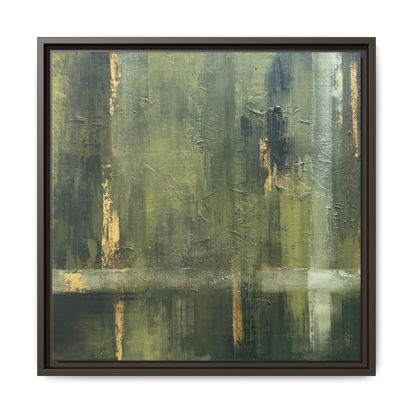 Abstract “Olive Green” Matte Canvas Framed Wall Art by AllessyArt