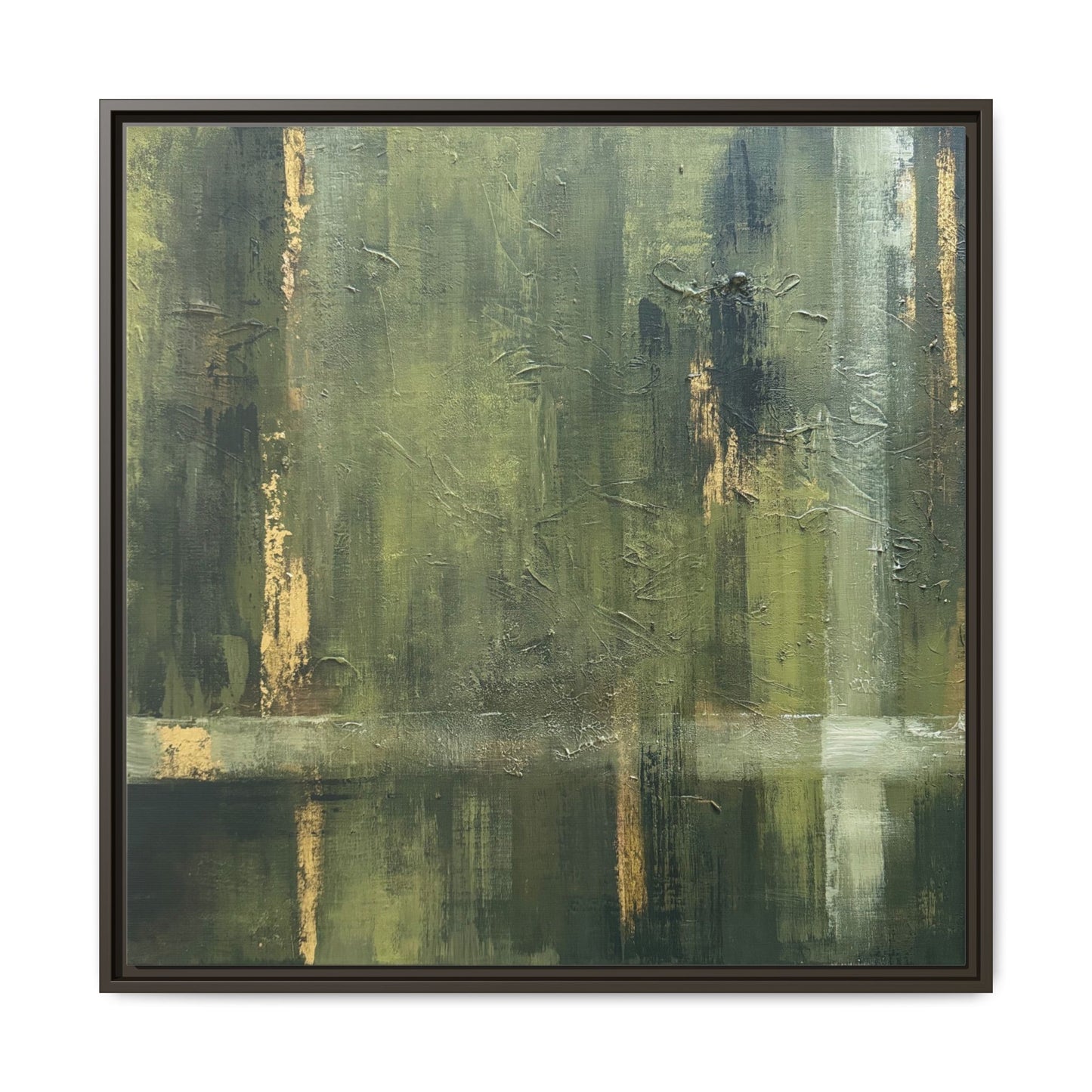 Abstract “Olive Green” Matte Canvas Framed Wall Art by AllessyArt