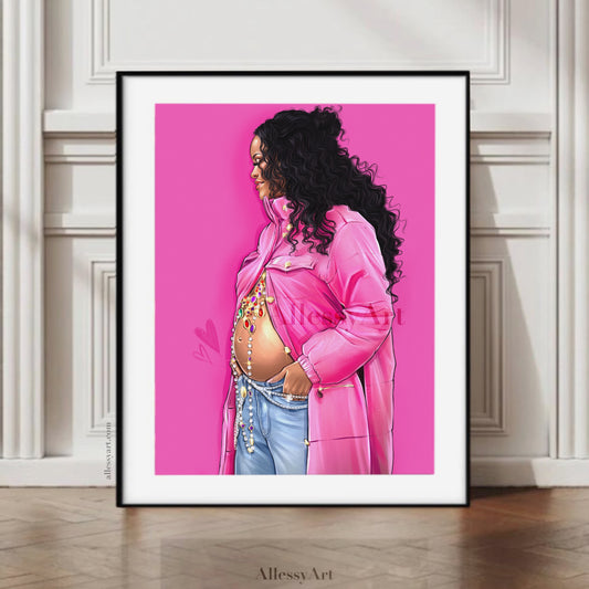 Dear Riri Pink Art Print - Digital Art by AllessyArt Limited Edition Fine Art Print
