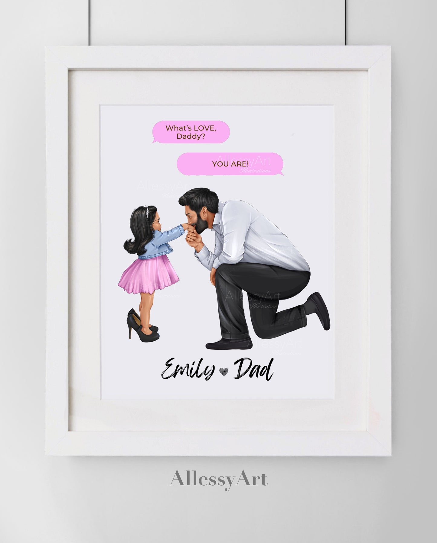 Daddy’s Princess - I Love You - Pink - Personalized Poster - Father and Daughter Love - Dad Life Prints. Semi-Custom Personalized Wall Art