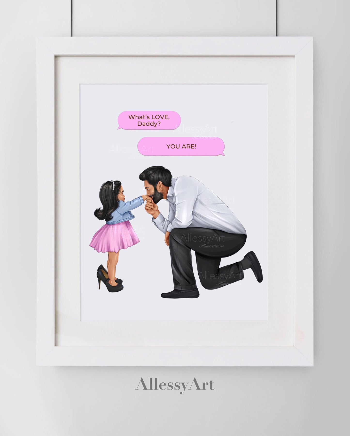 Daddy’s Princess - I Love You - Pink - Personalized Poster - Father and Daughter Love - Dad Life Prints. Semi-Custom Personalized Wall Art