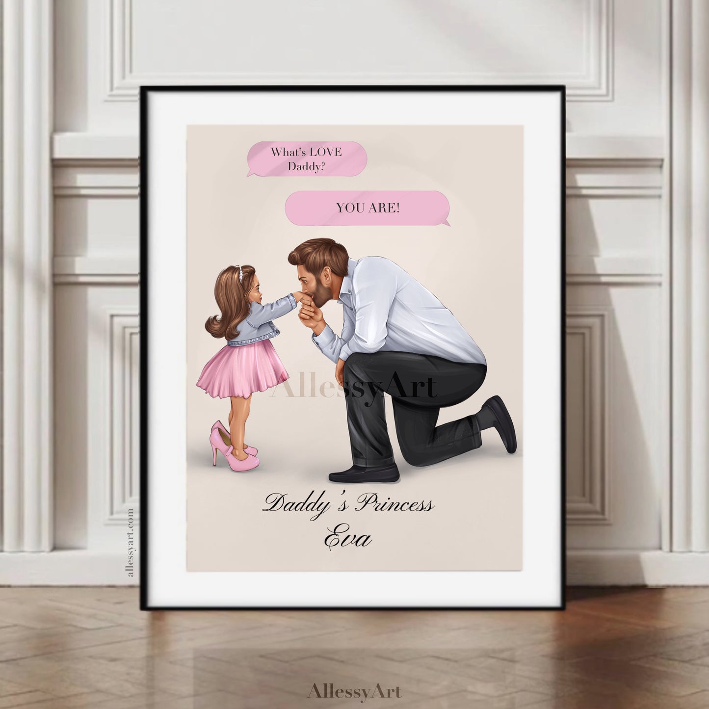 Daddy’s Princess - I Love You - Pink - Personalized Poster - Father and Daughter Love - Dad Life Prints. Semi-Custom Personalized Wall Art