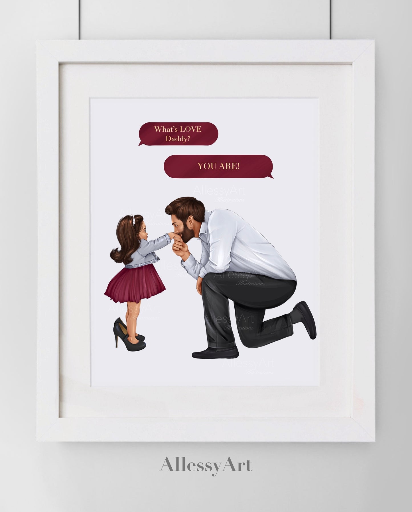 Daddy’s Princess - I Love You - Pink - Personalized Poster - Father and Daughter Love - Dad Life Prints. Semi-Custom Personalized Wall Art