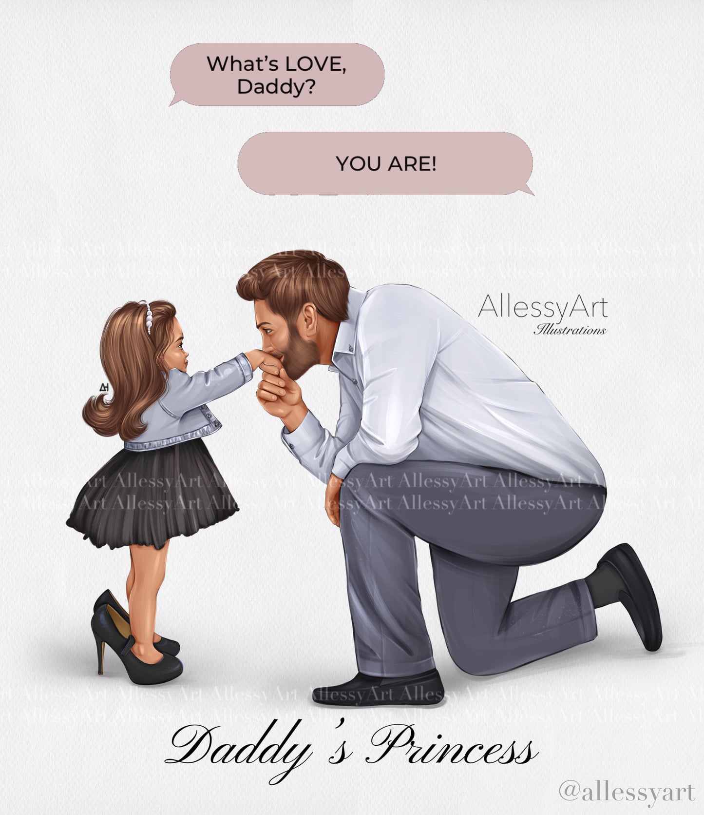 Daddy’s Princess - I Love You - Pink - Personalized Poster - Father and Daughter Love - Dad Life Prints. Semi-Custom Personalized Wall Art