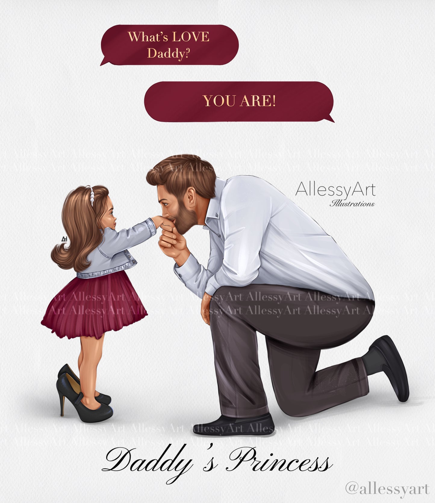 Daddy’s Princess - I Love You - Pink - Personalized Poster - Father and Daughter Love - Dad Life Prints. Semi-Custom Personalized Wall Art