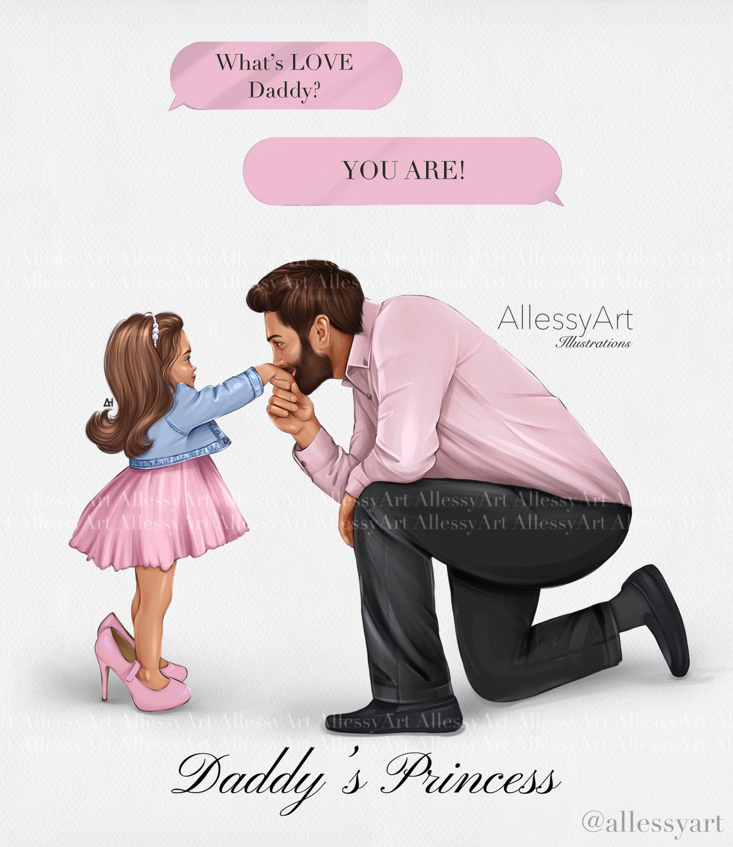 Daddy’s Princess - I Love You - Pink - Personalized Poster - Father and Daughter Love - Dad Life Prints. Semi-Custom Personalized Wall Art