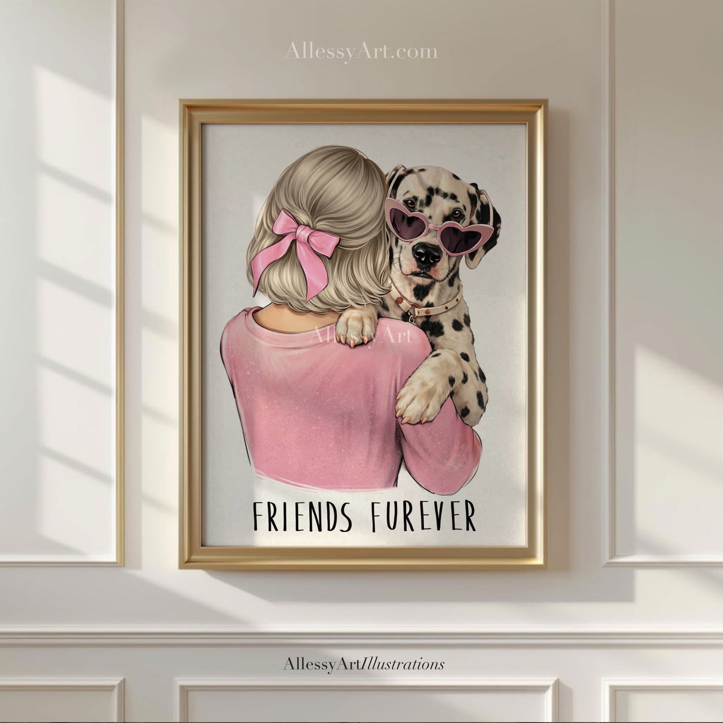 Friends Furever Pink Poster Custom Pet Art - Woman Poster Wall Art - Dog Mom