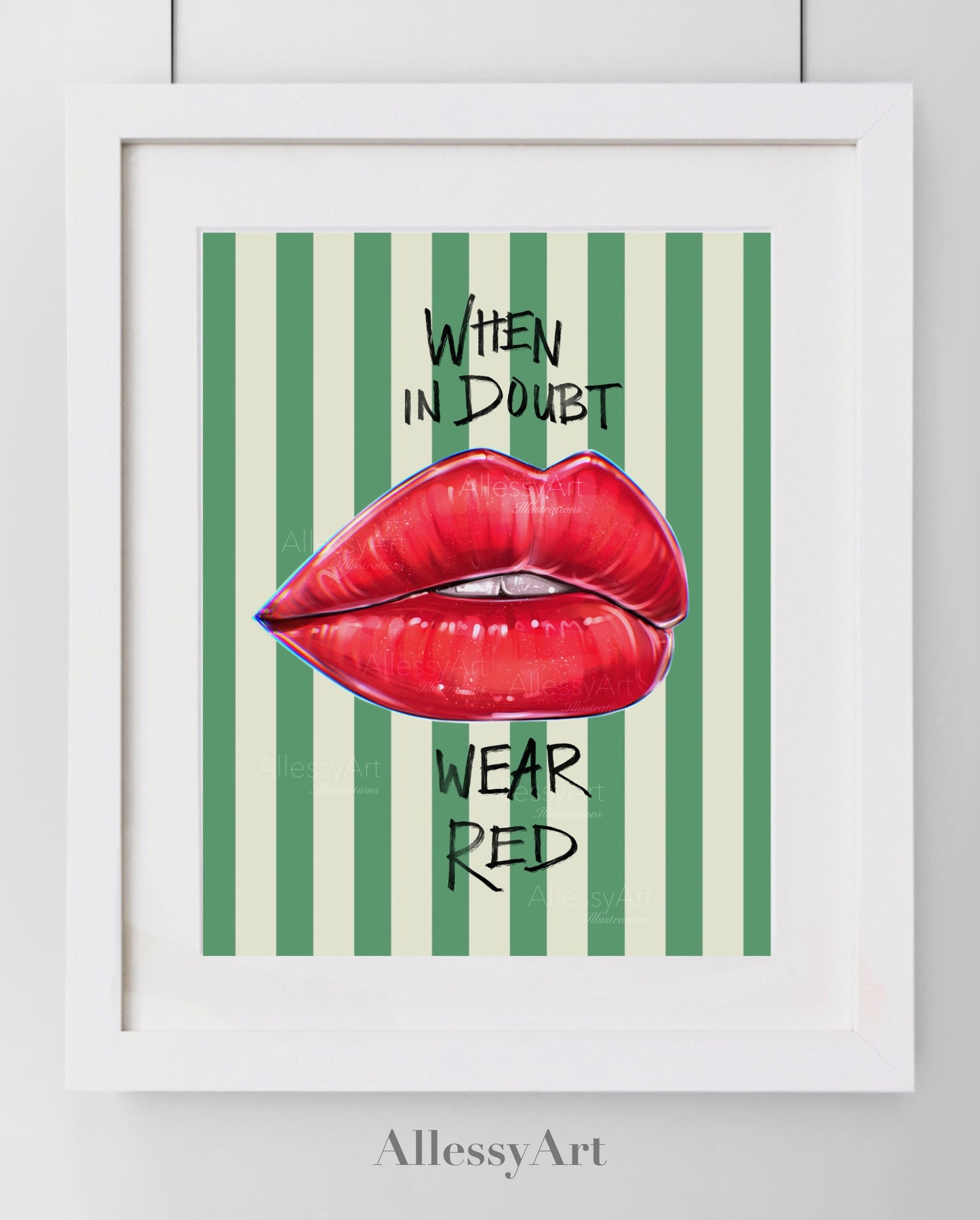 When in Doubt Wear Red Poster — Matte Vertical Lip Art Wall Print